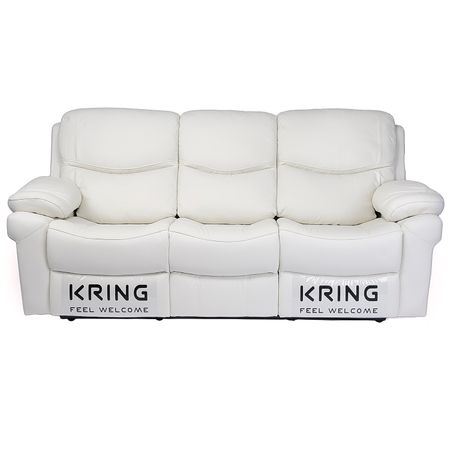 Диван Kring Royal, 2 подвижни места, 3 нива на удобство, Естествена кожа, Бял, 220 x 98 x 100 cм