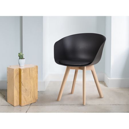 Комплект столове за дневна Aries Homemania, Корпус от полипропилен, Дървени крака, 2 бр, Черен