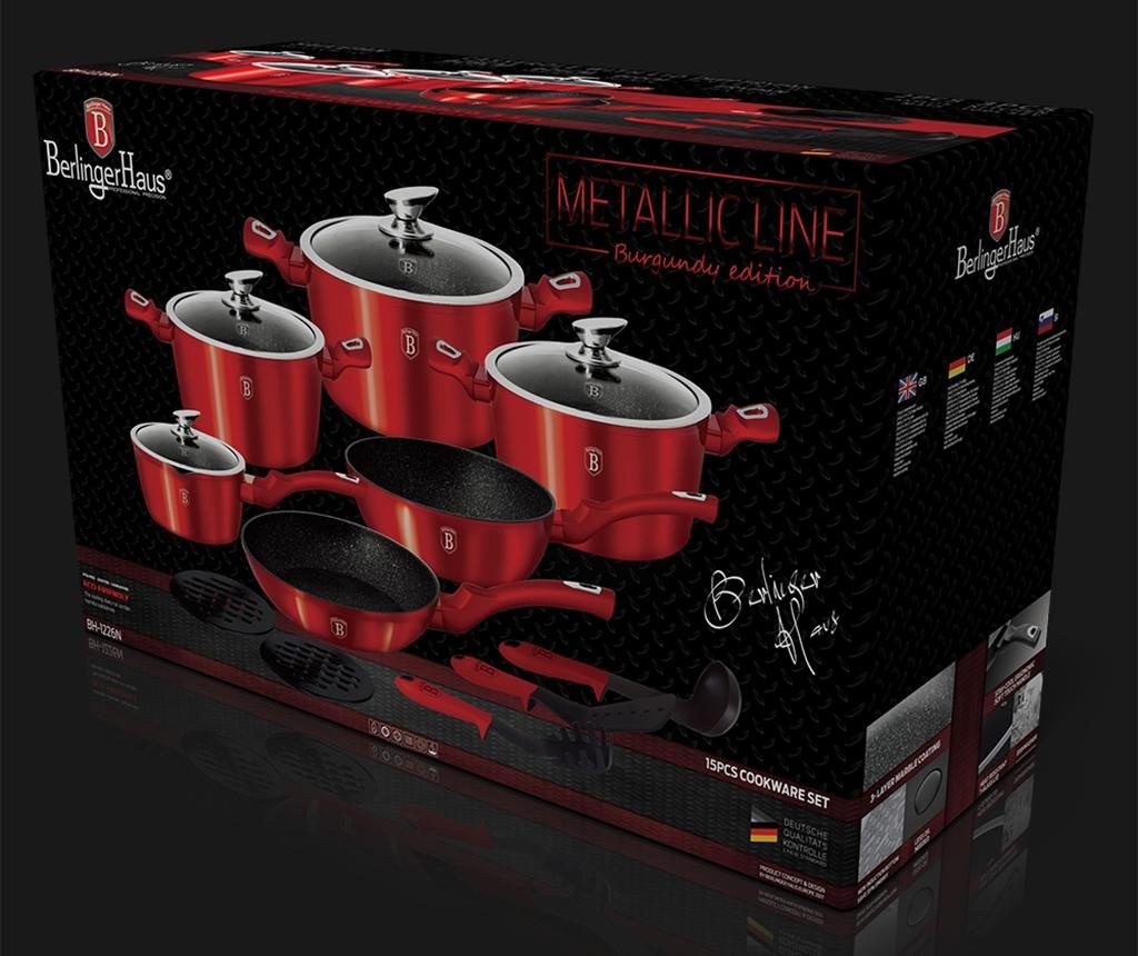 Комплект съдове за готвене 15 части Metallic Line Burgundy Edition