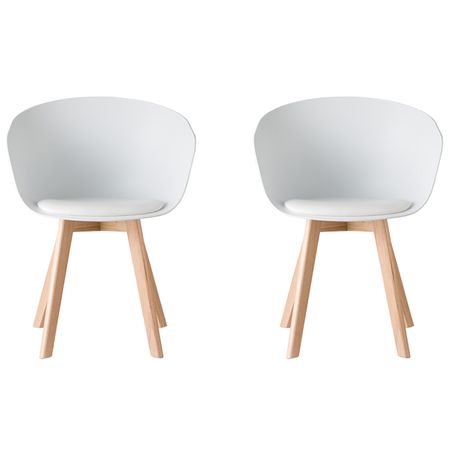 Комплект столове за дневна Aries Homemania, Корпус от полипропилен, Дървени крака, 2 бр, Бял