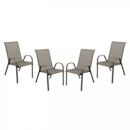 Комплект 4 стола Kring Bruxelles, Метални, Сиви, 72.5 x 55.5 92.5 cм