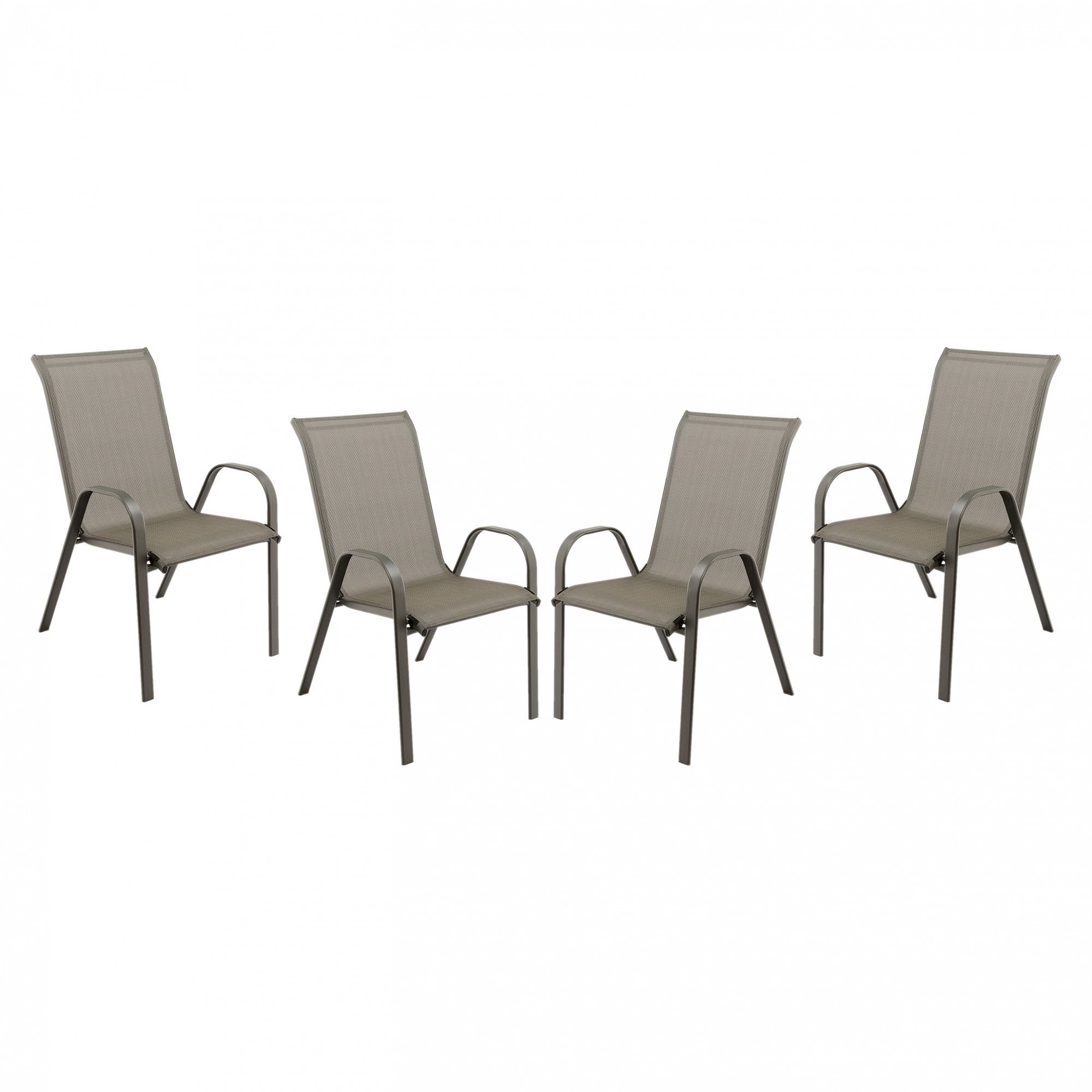 Комплект 4 стола Kring Bruxelles за градина/тераса/балкон, Метални, Сиви, 72.5 x 55.5 92.5 cм