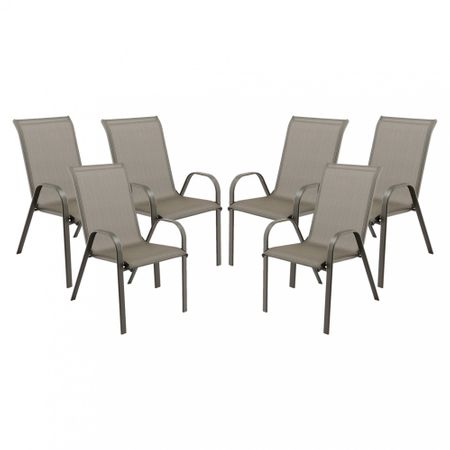 Комплект 6 стола Kring Bruxelles за градина/тераса/балкон, Метални, Сиви, 72.5 x 55.5 x 92.5 cм