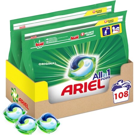 Капсули за пране Ariel All in One PODS Mountain Spring, 2x54 броя, 108 пранета