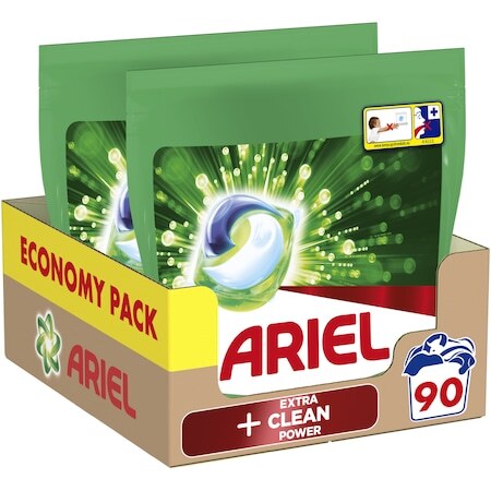 Капсули за пране Ariel All in One PODS +Extra Clean Power, 90 изпирания